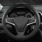 Customized Auto Car Steering Wheel Cover for Chevy 14.5-15 inches, Steering Wheel Cover for Chevrolet(Black Line-Standard Size)