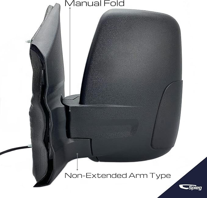 Driver Side Mirror for 2015-2019 Ford Transit 150 250 350 HD Cargo Van | Left Side View Mirror Assembly with Power Adjustment Non-Heated Glass Short Arm | Textured Black 6 Pins FO1320551