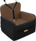 Waterproof Dog Car Seat for Small Medium Dogs, 5in Memory Foam Pet Booster Seat for Dogs up to 35 lbs with Pockets, Detachable Washable Pet Carseat with Y-Shape Safety Belt (Brown, Medium)