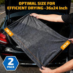 2-Pack 1200 GSM Car Drying Towels – Microfiber Towels for Cars (36" x 24"), Ultra-Absorbent, Streak-Free, Scratch-Free, No Water Spots, Double-Twist Pile & Edgeless Design