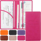 Premium Car Registration & Insurance Card Holder with Magnetic Shut, Vehicle Glove Box Car Organizer - For Documents, Cards, License (Rose red)