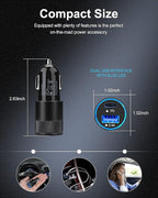 30W PD USB C Car Charger, USB Type C Fast Power Charging Block Dual Port USB A & USBC Plug Cargador Carro Lighter Adapter for iPhone, iPad, Samsung Galaxy, LG, Google Pixel, Moto, USB-C Port