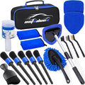 Windshield Cleaner Tool, 17Pcs Car Interior Detailing Kit, Detailing Brush, Towels, Duster, Car Cleaning Kit Interior for RVs, Truck, Trailer (Blue)