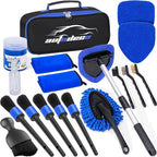 Windshield Cleaner Tool, 17Pcs Car Interior Detailing Kit, Detailing Brush, Towels, Duster, Car Cleaning Kit Interior for RVs, Truck, Trailer (Blue)