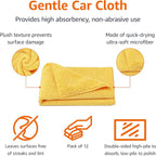 Microfiber Car Drying Towels, Highly Absorbent, Lint Free, Scratch Free, Ultra-Soft, Car Detailing, Buffing and Polishing, 16" x 16", Yellow, 12-Pack