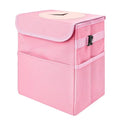 Car Trash Can Bin with Lid - Collapsible Car Garbage Can with Storage Pockets-Pink Mini Leakproof Vehicle Trash Bag-Small Automotive Organizers and Storage for Back/Front Seat SUV Truck Accessories