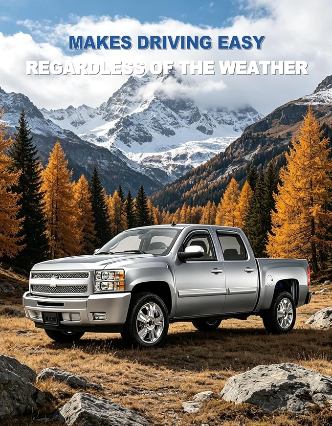 in-Channel Window Rain Guards for 2007-2013 Chevy Silverado/GMC Sierra 1500/Avalanche Crew Cab, Window Deflector Vent Visors for 2007-2014 Silverado/Sierra 2500HD-3500HD/Suburban/Yukon XL
