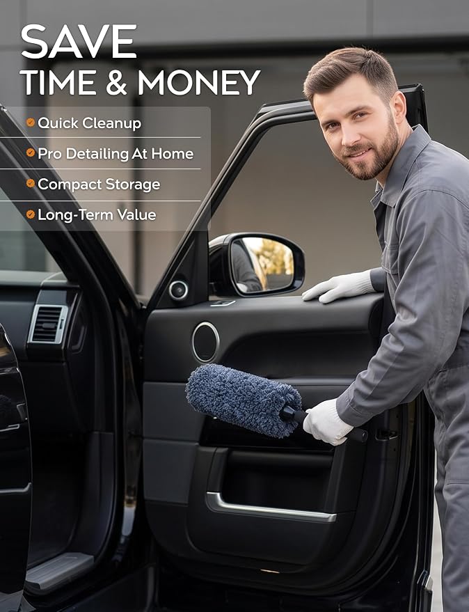 Car Duster Kit, Ultra Soft Microfiber, Lint & Scratch Free | Includes Storage Bag & Unbreakable Handle, Removes Pollen & Dust, Exterior & Interior for SUV & Home