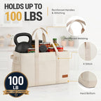 Extra Large Utility Tote Bag - Standing Reusable Grocery Bag with Handle, Collapsible Storage for Shopping, Beach