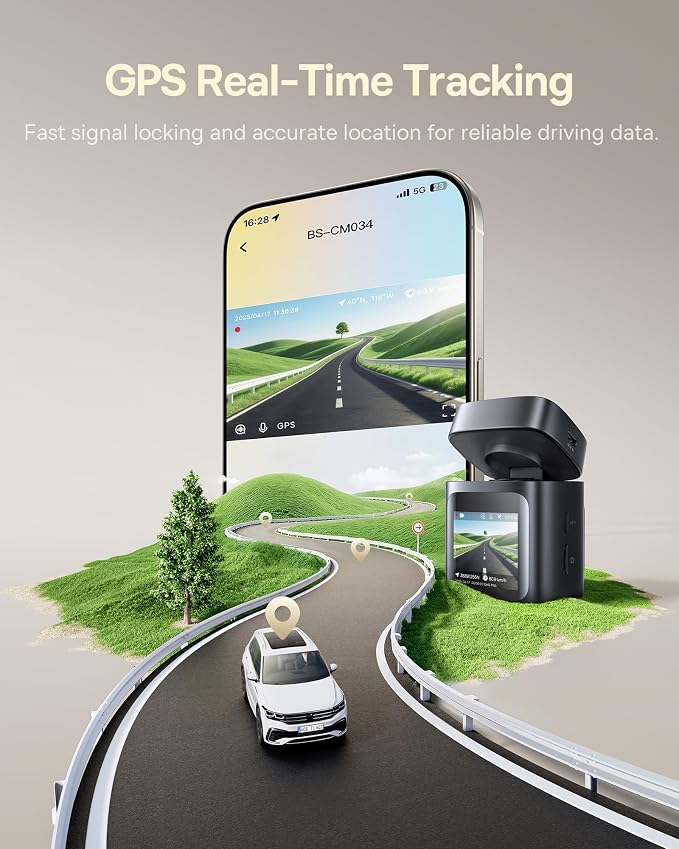 VD1 Pro Solar Dash Cam Front and Rear, 4K+1080P Dash Camera for Cars, Battery Powered Parking Mode, Starvis Night Vision, 32 GB Card Included, 5GHz WiFi, GPS, Wide Angle,Voice Control