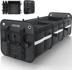 Trunk Organizer for SUV – Car Storage Box with Reflective Strips, Collapsible Car Organizer with Large Capacity, Essential Car Accessories for Truck, Van & Sedan, Black, 35.0" x 14.4" x 11.0"