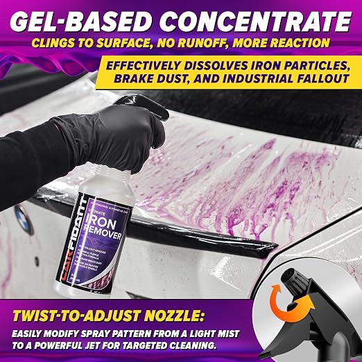 Iron Remover Car Detailing – Iron Decon Spray, Pulls Out Brake Dust, Rust & Fallout - Contaminant Removal for Car Paint & Wheels, pH Neutral Formula - 16 fl. oz. (Pack of 2)