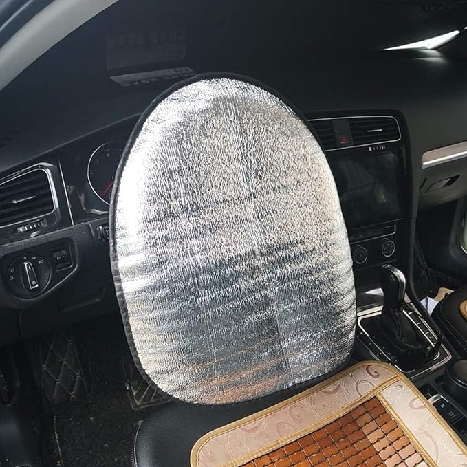 Universal Car Steering Wheel Sun Shade Cover, 2PCS Heat-Resist Aluminum Foil Steering Wheel Cover for Most of Car SUV Truck Van,17.32x19.68inch/44x50cm