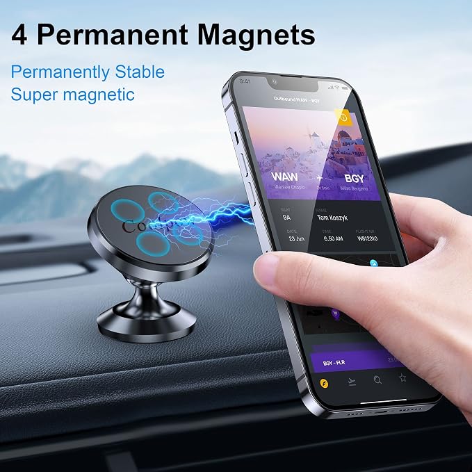 【2 Packs Magnetic Phone Holder for Car【Strong Magnet】 Phone Holders for Your Car Phone Holder Mount【4 Metal Plate】 Universal Car Accessories for Women Men for iPhone Samsung Speakerphones