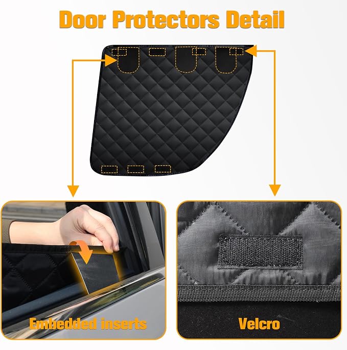 Dog Seat Covers for Tesla Model 3 & Y Back Seat with 2 Pack Door Protectors, 100% Waterproof Dog Hammock for Tesla with Mesh Window & Headrest Protection Prevents Scratches and Scuffs