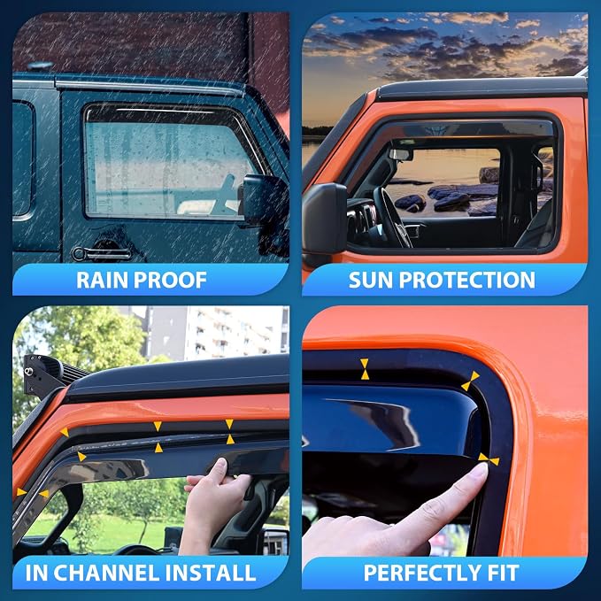 in Channel Window Deflectors for Chevy Colorado Crew Cab/GMC Canyon Crew Cab 2015 2016 2017 2018 2019 2020 2021 2022 Rain Guards,Vent Window Visors-4pcs