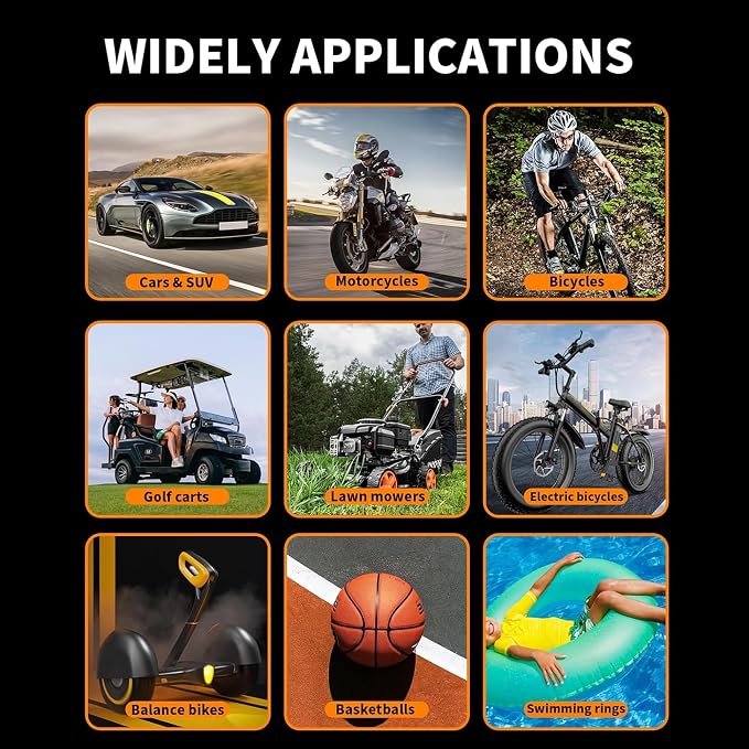 Tire Inflator Portable Air Compressor, 150PSI Portable Air Compressor with Accurate Pressure Gauge E-Bike Inflation Cordless Air Pump for Bike Pump Car Motorcycle Ball