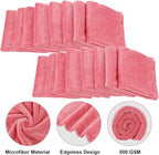 30 Pcs 16 x 16 Inch Edgeless Microfiber Plush Towels for Cars Detailing Drying Wash Polishing Absorbent Cleaning Cloths, 500 GSM(Vivid Red)