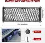 2 Pcs Universal Cargo Net Pocket Elastic Mesh Netting Car Mesh Pouch for Trunk RV Boats Home Cargo Storage Mesh with Screws and Hooks (25.6'' x 9.8'')