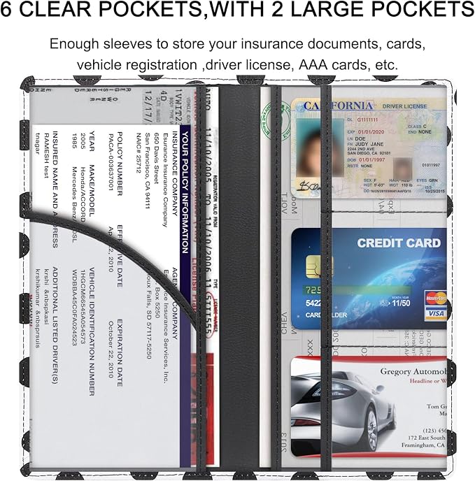 Premium Car Registration & Insurance Card Holder with Magnetic Shut, Vehicle Glove Box Car Organizer - For Documents, Cards, License (Polka dots)