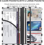 Premium Car Registration & Insurance Card Holder with Magnetic Shut, Vehicle Glove Box Car Organizer - For Documents, Cards, License (Polka dots)