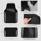 Waterproof Universal Car Floor Mats, Leopard Print Car Mats Fit for SUV,Vans,sedans, Trucks,Set of 4pcs Car Carpet with Driver Heel Pad and Nibs Backing, Leopard Car Accessories Gray Leopard