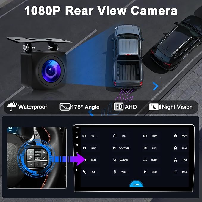 10.1" Car Radio for Ford Mustang 2010-2014: [4G+64G] Upgrade Android 15 Stereo Wireless CarPlay Android Auto, BT 5.4, WiFi 6, GPS, FM, RDS, EQ, SWC, 1080P Backup Camera (Only fit Manual AC)