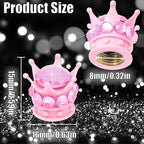 4PCS Crown Bling Tire Stem Valve Caps, Crystal Diamond Car Wheel Tire Valve Caps Universal Copper Core Stem Covers for Cars, SUV, Trucks, Bikes, Motorcycles, Bicycles (Pink)