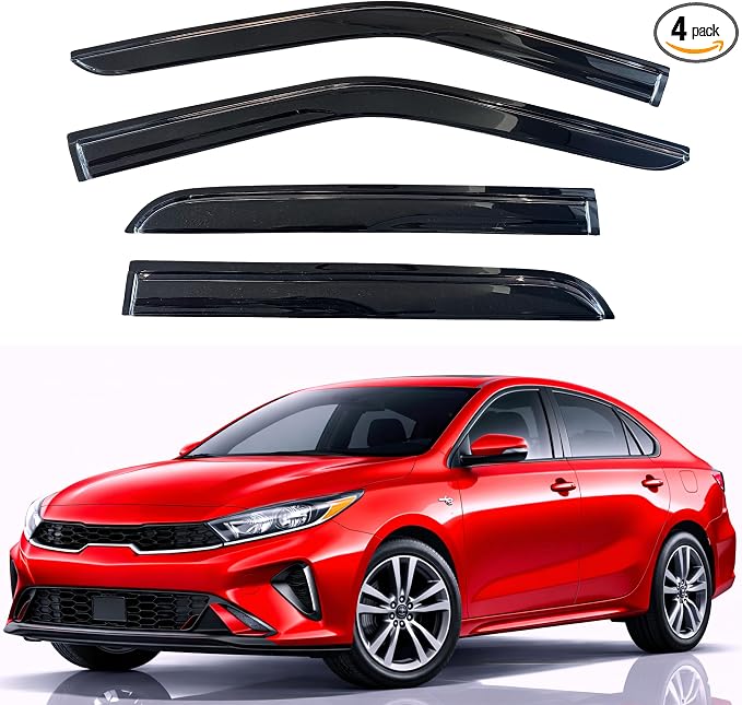 KPY Rain Guards Fit for 2019-2024 Kia Forte, Out-Channel Window Visors Vent Wind Deflectors 4PC, Car Accessories for 19-24 Forte (Excludes Hatchback)