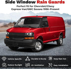 Express Van Rain Guards - Window Visors for Chevrolet/Chevy Express Van/GMC Savana 1996-2025 2026, Outside-Mount Side Window Wind Deflectors for Savana Accessories, Vent Visors Rainproof