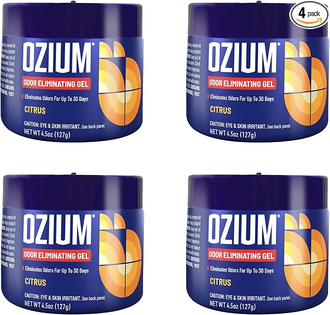 Odor Eliminating Gel - 4.5oz Air Freshener Alternative for Smoke, Pets, and Musty Odors - Long Lasting Odor Remover for Cars, Homes, Closets and Small Spaces - Citrus