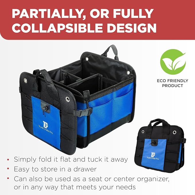 Car Trunk Organizers | Trunk Organizer, Car Storage Organizer - Premium Compartments Collapsible Portable car trunk organizers and storage for SUV (Large Capacity)