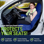 Towel Seat Cover, Waterproof Car Seat Protectors for Gym, Workout & Active Lifestyle, Universal Fit for Car SUV Truck Van, Non-Slip 3 Strap Design, Machine Washable, 2 Pack Blue