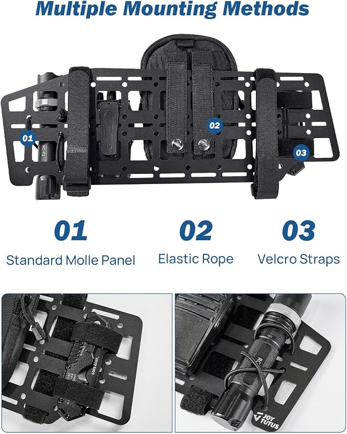 Sun Visor Organizer Compatible with 2018-2026 Wrangler JL & 2020-2026 Gladiator JT, Tactical Rigid Molle Panel Sun Visor Storage, Tactical Gear Rack