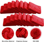 30 Pcs 16 x 16 Inch Edgeless Microfiber Plush Towels for Cars Detailing Drying Wash Polishing Absorbent Cleaning Cloths, 500 GSM (Red)