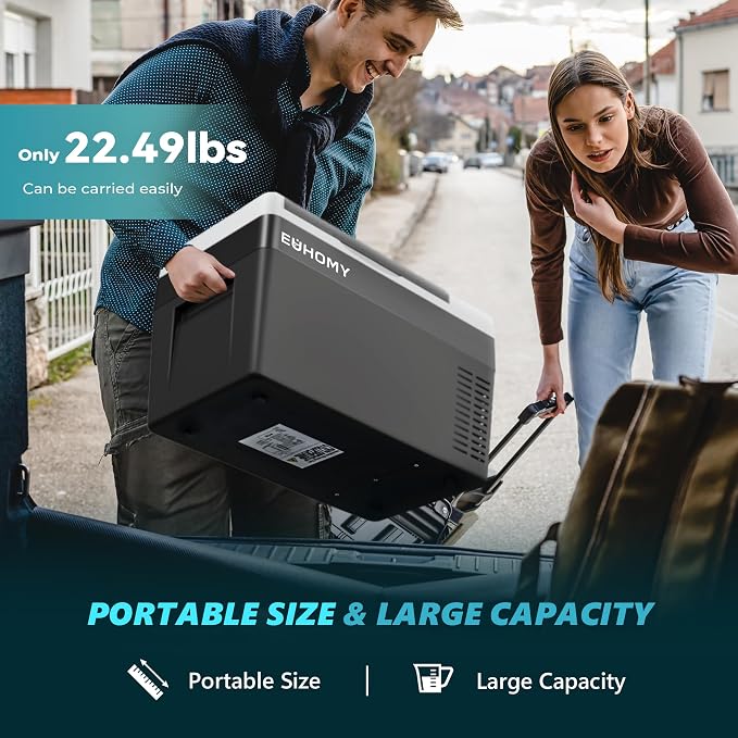 12 Volt Refrigerator, 26QT(25L) Compressor Electric Cooler APP Control, Car Fridge -4℉~68℉, Portable Refrigerator 12/24V DC 100-240V AC, Portable Freezer for Camping, Travel, Boat
