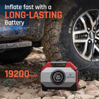 VORTEX S6 Tire Inflator Portable Air Compressor for Heavy-duty Vehicle, Cordless Air Pump for Car & Inflatables with 19200 mAh Battery, 100% Duty Cycle & Dual Cylinder Bike Pump, Red
