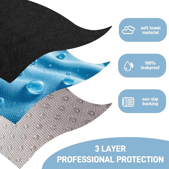 Waterproof Car Seat Cover Towel Front Seats 2 Pack, Universal Fit Waterproof Sweating Seat Protector for Cars and SUVs, Anti-Slip Front Seat Cover for Gym, Outdoor, Pets & Travel, Black