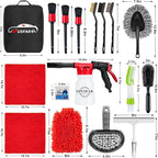 26Pcs Car Wash Cleaning Kit with Foam Gun Sprayer Detailing Brushes Window Water Scraper Tire Brush Towels Complete Interior Exterior Detailing Set for Car