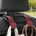 Leather Car headrest Hook for Purses and Bags (Red, 2pcs) | Leather wrap hook with Larger strap holder, friendly to your leather purse. Strong load up to 44lbs.