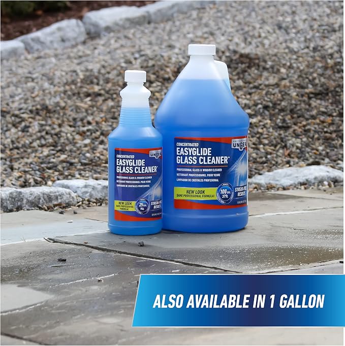 Professional Streak-Free EasyGlide Glass Cleaner Concentrate, 32 oz – Ammonia-Free, Makes 25 Gallons of Solution, Safe for Tinted Windows, LOW-E Glass, Windshields & Mirrors