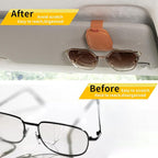 Magnetic Leather Sunglasses Holder for Car, 2 Packs (Orange) | Magnetic Car Visor Accessories