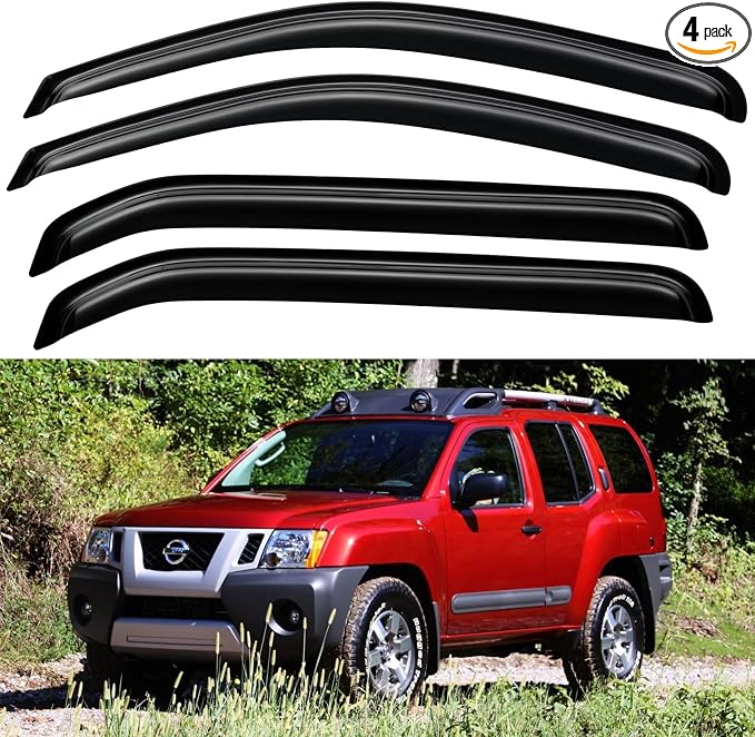 Window Visors Rain Guards Shield for 2005-2016 Nissan Xterra, Out-Channel Window Vent Wind Deflectors Visors Shades for 05-16 Nissan Xterra