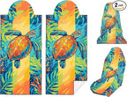 2 Pack Car Seat Towel Covers, Sweat-Proof Microfiber Seat Protectors for Gym, Running, Beach & Workout, Breathable Quick-Dry, Machine Washable, Multicolor Sea Turtle Print, Universal Fit