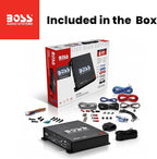 R1100MK Monoblock Car Amplifier and 8 Gauge Wiring Kit - 1100 High Output, High Low Level Inputs, Low Pass Crossover