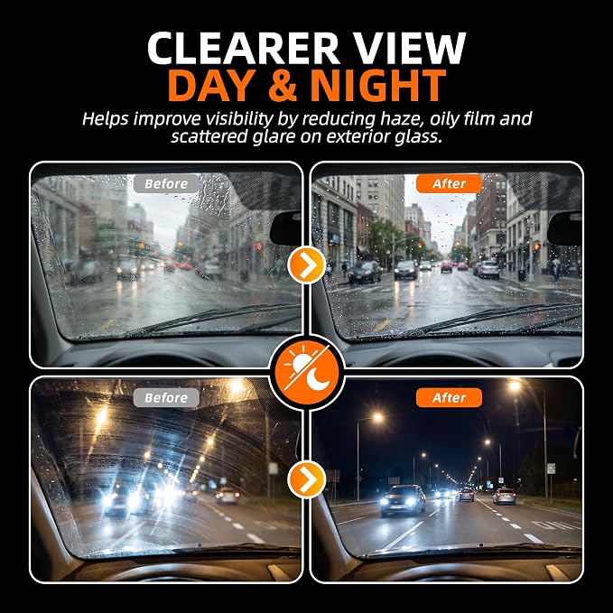 Windshield Glass Coating Kit, 100g Glass Prep Cleaner + 100ml Rain Repellent Spray, Hydrophobic Water Beading Protection, Removes Light Oil Film and Road Grime
