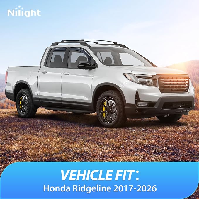 in Channel Rain Guard for Honda Ridgeline 2017 2018 2019 2020 2021 2022 2023 2024 2025 2026, Inside Mount Window Deflectors for Cars, Light Smoky Blue, 4PCS