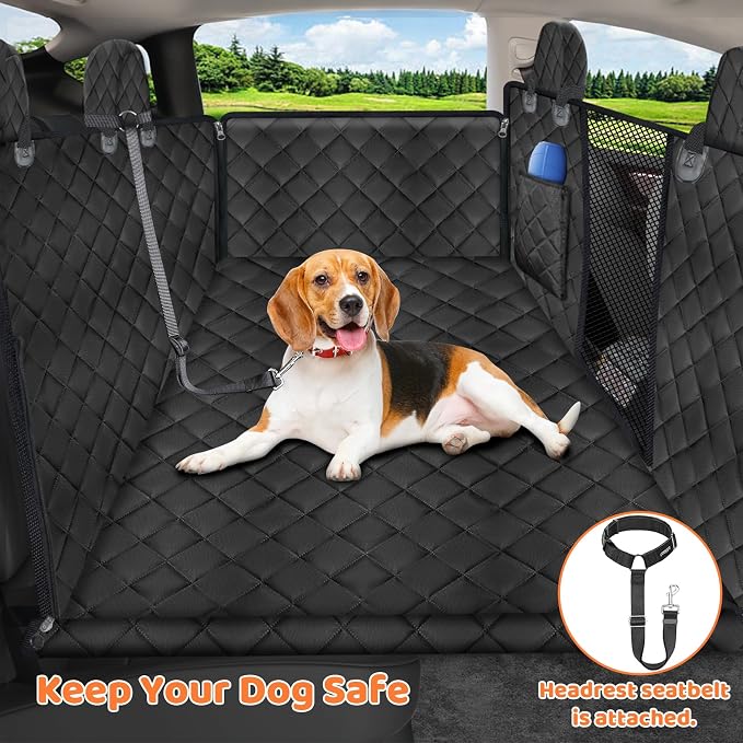 Upgraded Back Seat Extender for Tesla Model Y - Large Hard Bottom Dog Car Seat Cover Holds 550lbs, Waterproof Dog Hammock Pet Bed with High-Density Foam Non-Slip Backseat Protector