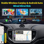 7" Wireless Double Din Car Stereo Apple Car Play Radio Carplay Android Auto QLED Touch Screen, Bluetooth 5.3 Audio Receivers, 1080P Backup Camera, 4.2 Channel Outputs 240W, 2 Subwoofer, FM/AM, SWC