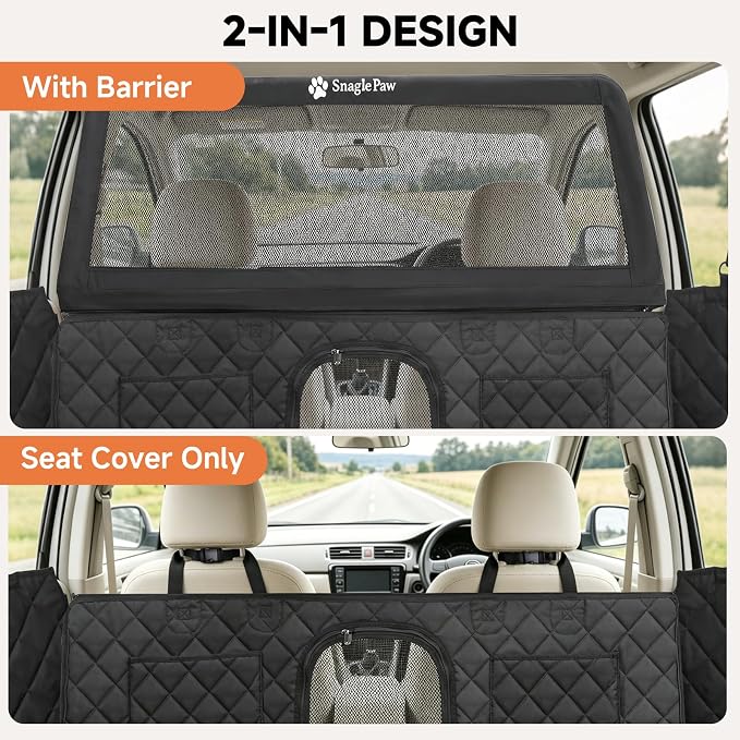 Dog Car Seat Cover & Back Seat Extender,31"Super High Pet Barrier with Anti-Slip Hard Bottom Hammock Holds 440lbs,Water-Resistant Car Seat Protector for SUV,Trucks,Easy-Clean,Patent Pending